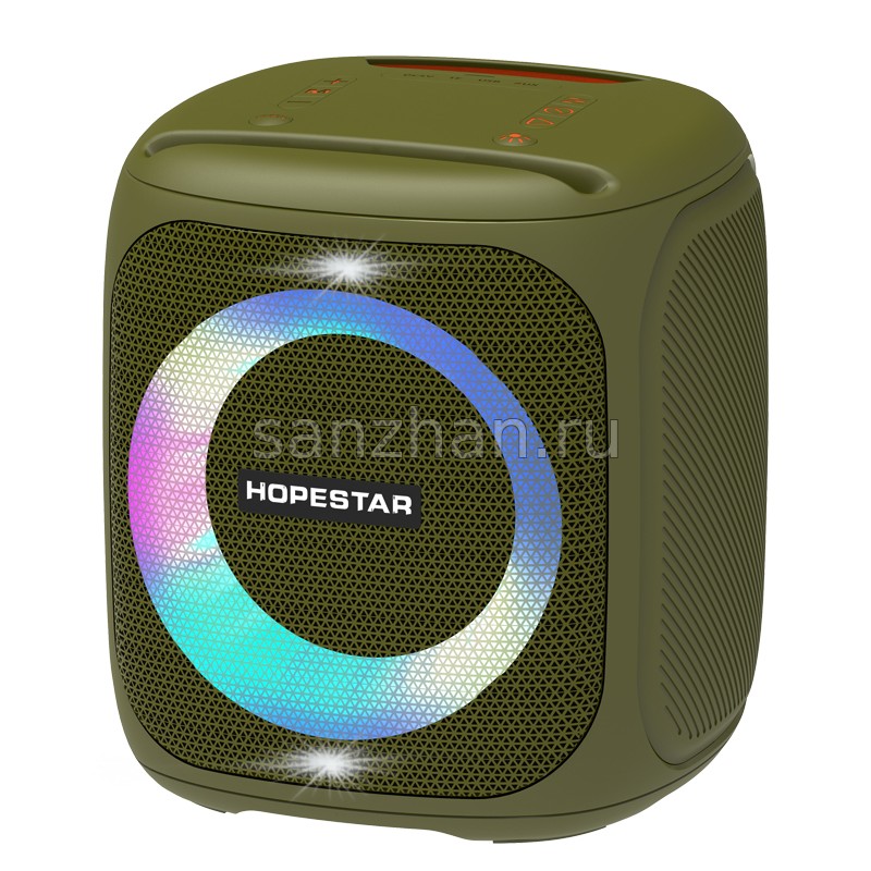 Портативная колонка караоке Hopestar Party 100 с микрофоном (50 Вт) зеленая