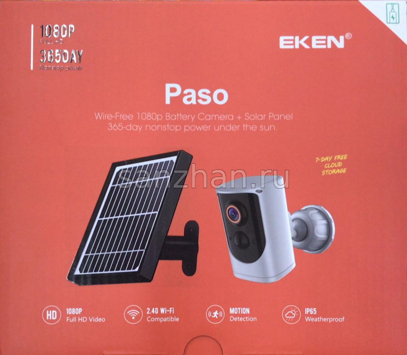 Беспроводная панорамная IP Wi-Fi камера EKEN Paso на солнечной батарее