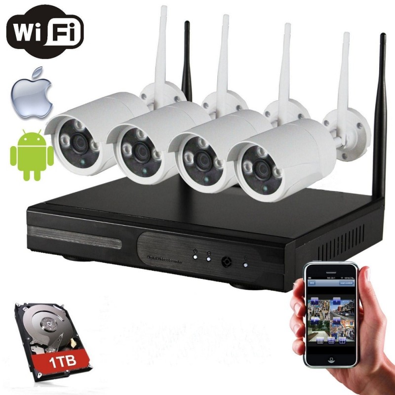 Беспроводной WiFi / IP комплект видеонаблюдения 4 камеры  XPX K3704 (1 Mp)