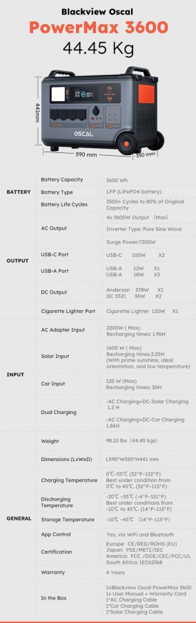 Портативный генератор oscal power max 3600W + дополнительный блок на 3600W